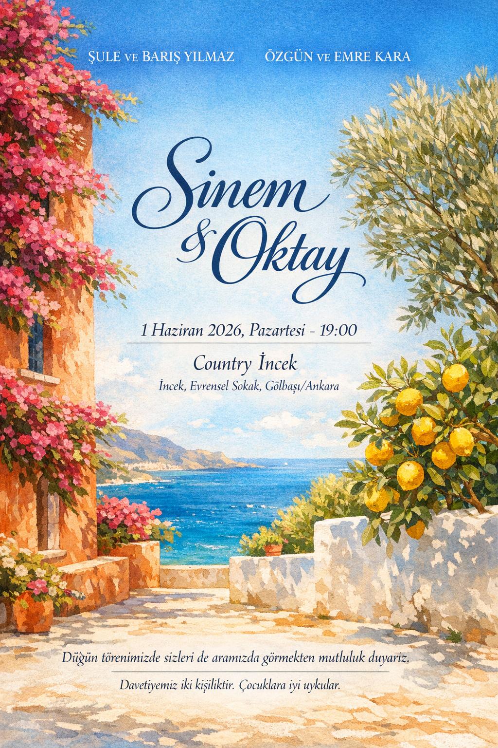 Akdeniz temalı davetiye