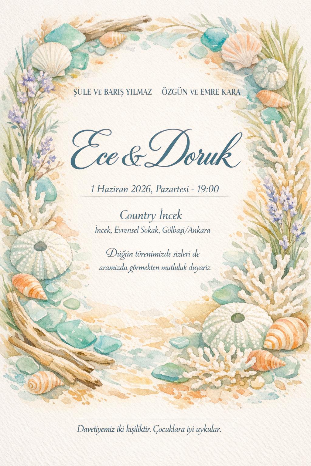 Deniz kıyısı davetiyesi