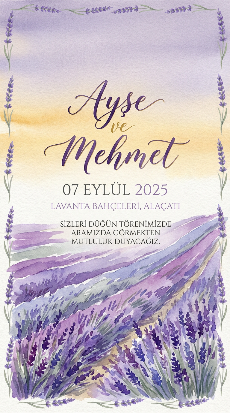 Kır lavanta davetiyesi